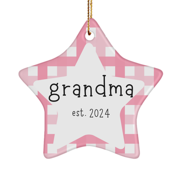 Grandma Ornament, Ceramic Christmas Ornament Gift for Grandma, Grandma-to-Be Ornament, New Baby Announcement, Baby Coming 2024