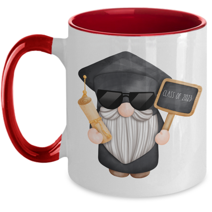 Cool Graduation Mug, Class of 2023 Gnome Graduation Day Two Toned Coffee Cup, Gifts for Graduates, Masters Degree, Graduation Day Gifts