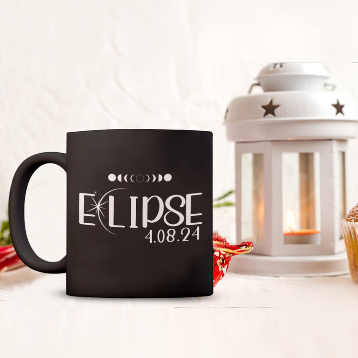 Solar Eclipse 2024 Mug, Total Eclipse Black Coffee Cup, 11 oz 15 oz mug, Trendy Solar Eclipse Memorabilia, Eclipse Collector's Item