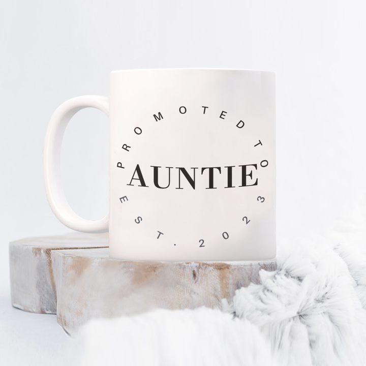 Funny Auntie Mug, Auntie Coffee Cup, Gift for Auntie, Promoted to Auntie 2023, New Baby Announcement, from niece, from nephew