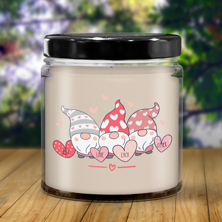 Valentine Gnome Candle, Love Each Other 9 oz soy candle, Valentine's Day Candle Gifts for Her, Gnome Gifts