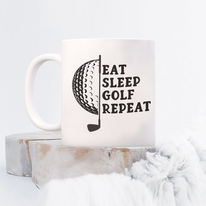 Funny Golf Mug, Coffee Cup Gift for Golfer, Eat Sleep Golf Repeat, For Golfer's Birthday, Athlete Gifts for him or her