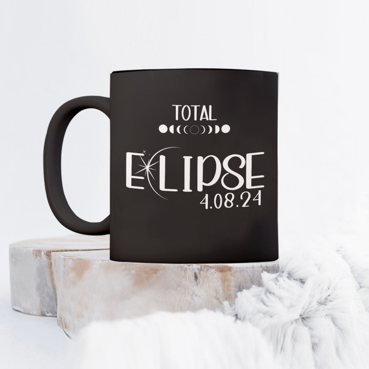 Total Solar Eclipse 2024 Mug, Solar Eclipse Coffee Cup, Novelty Eclipse Memorabilia, Trendy Solar Eclipse Gifts for Friends or Family, Black Coffee Cup