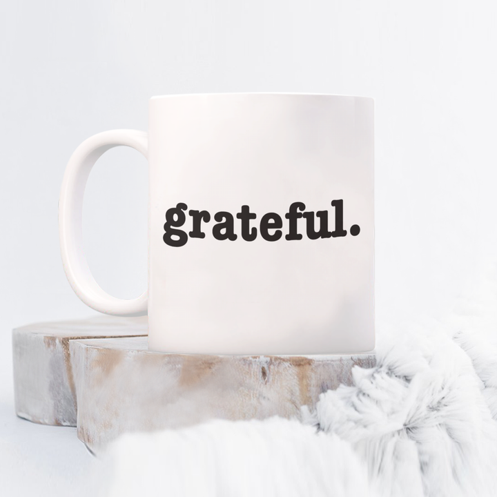 Grateful Coffee Mug, Gratitude Gifts for Friends and Family, Thanksgiving Coffee Cup, Inspiring Present for Coworkers