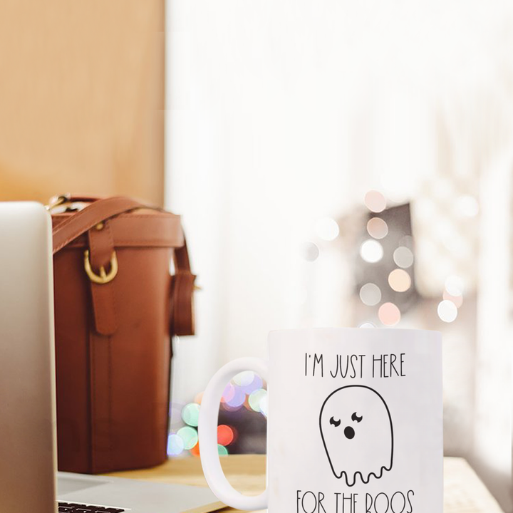 Funny Ghost Halloween Mug, Here for the Boos Coffee Cup, Novelty Halloween Housewarming Decorations, Gag Halloween Presents
