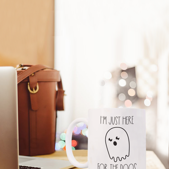 Funny Ghost Halloween Mug, Here for the Boos Coffee Cup, Novelty Halloween Housewarming Decorations, Gag Halloween Presents