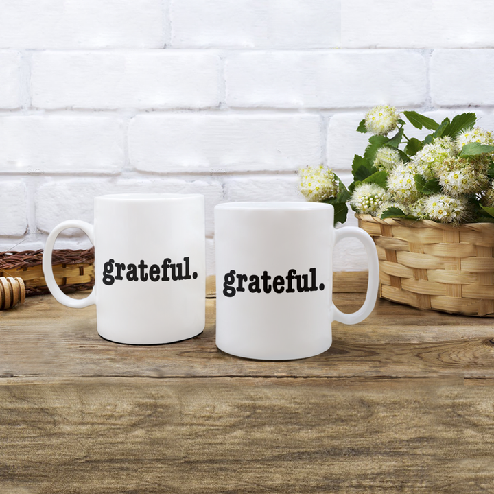 Grateful Coffee Mug, Gratitude Gifts for Friends and Family, Thanksgiving Coffee Cup, Inspiring Present for Coworkers