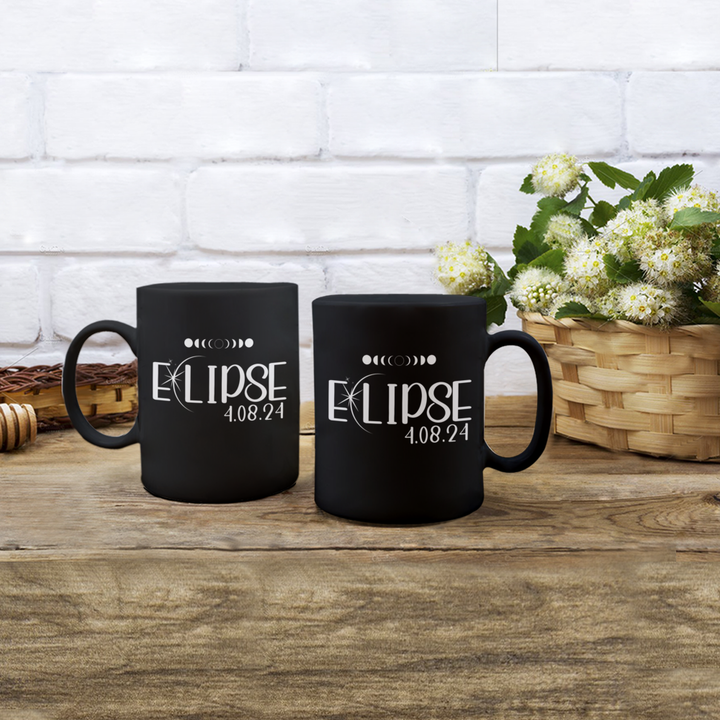 Solar Eclipse 2024 Mug, Total Eclipse Black Coffee Cup, 11 oz 15 oz mug, Trendy Solar Eclipse Memorabilia, Eclipse Collector's Item