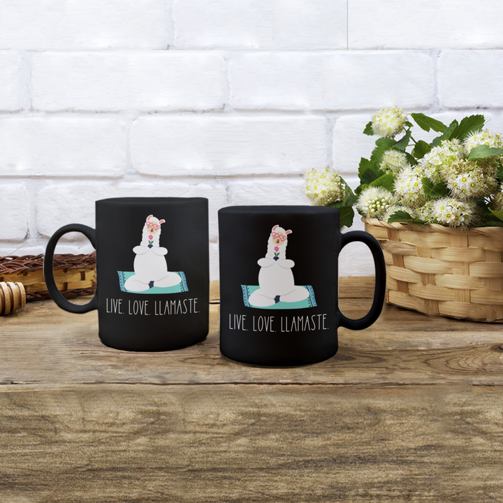 Funny Llama Yoga Mug, Yoga Coffee Cup Gift for Friends, Yoga Lover's Birthday, Live Love Llamaste