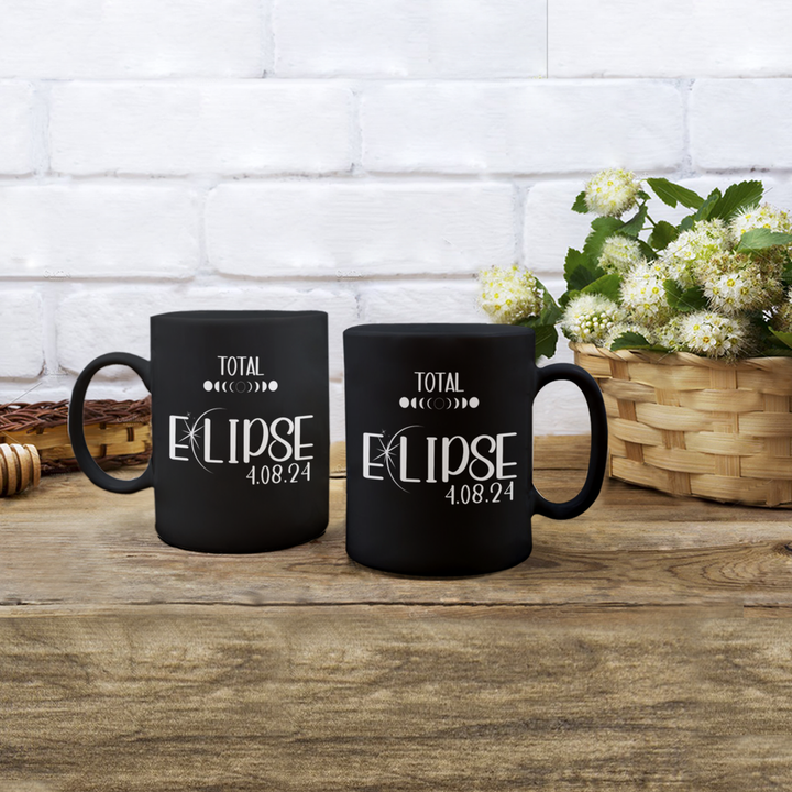 Total Solar Eclipse 2024 Mug, Solar Eclipse Coffee Cup, Novelty Eclipse Memorabilia, Trendy Solar Eclipse Gifts for Friends or Family, Black Coffee Cup